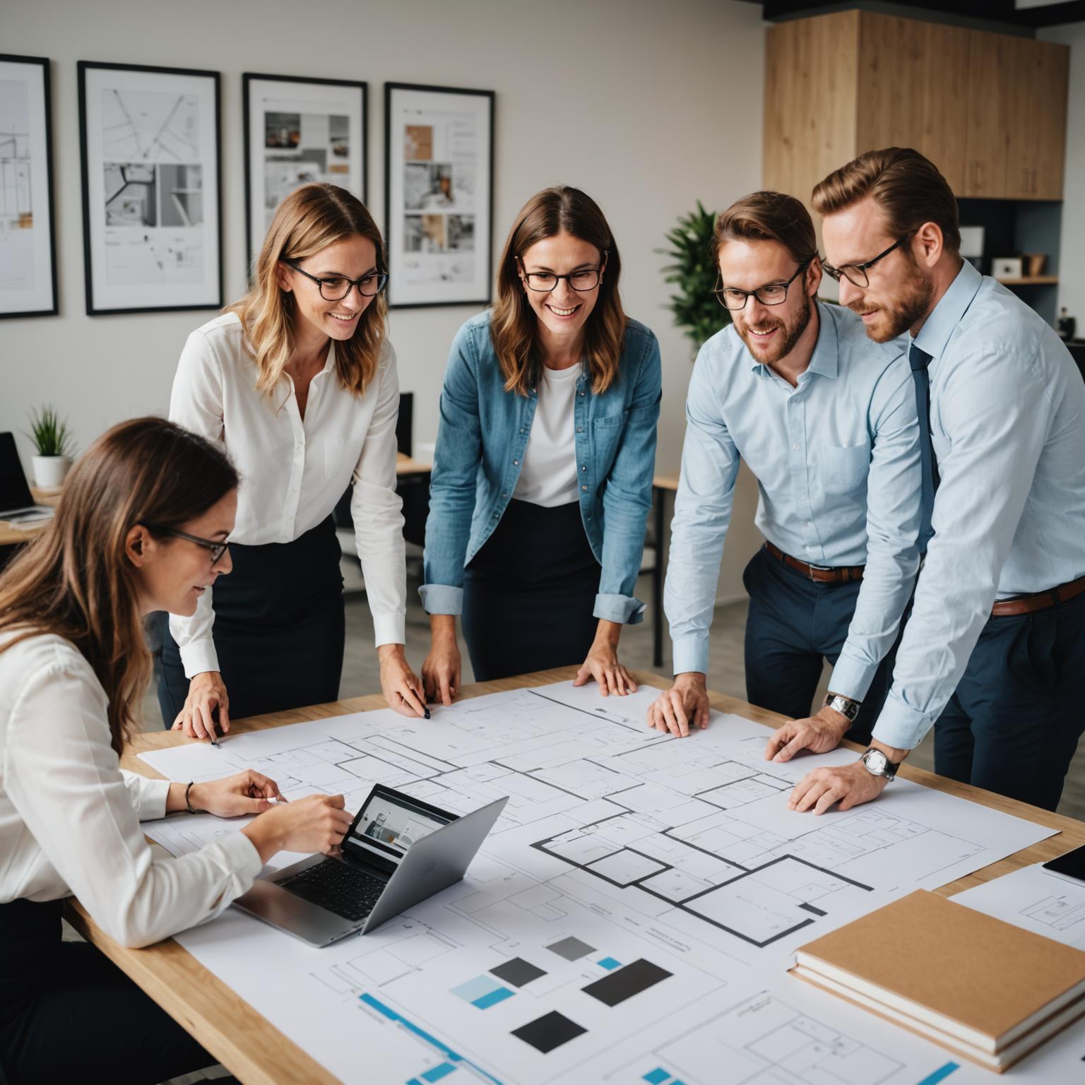 Design team planning an interior renovation project