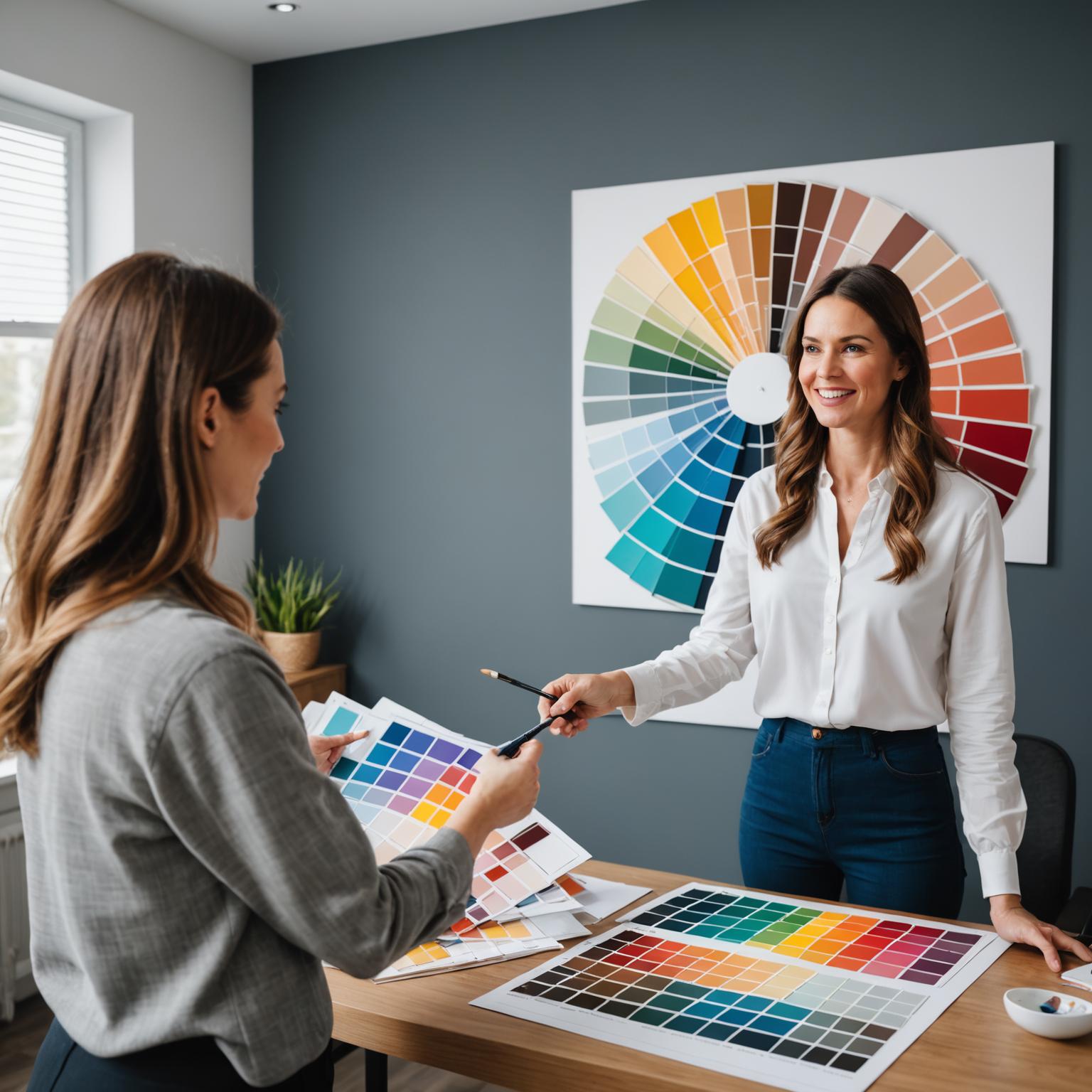 Interior colour consultation with paint swatches