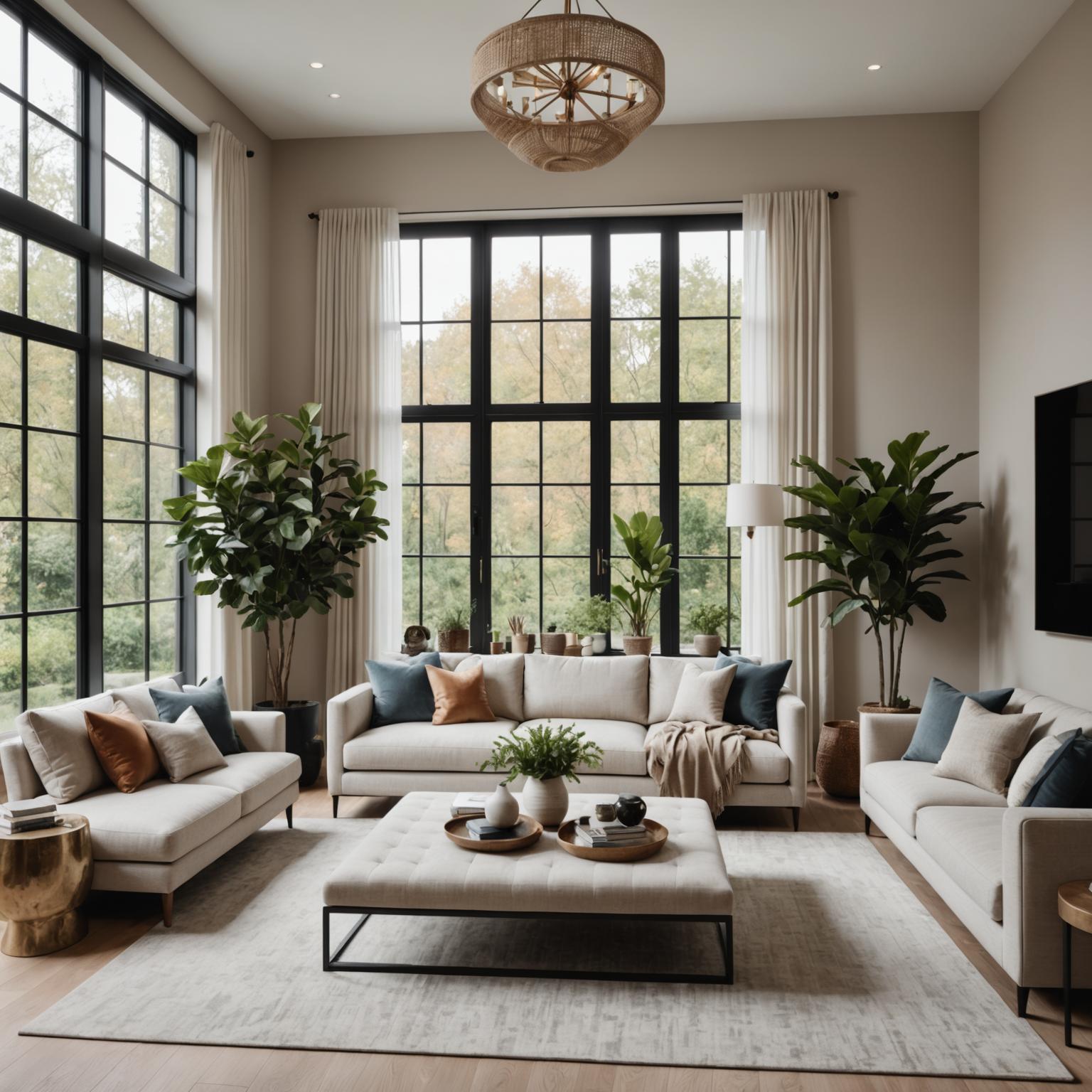 Spacious contemporary living room designed by Lyapchev