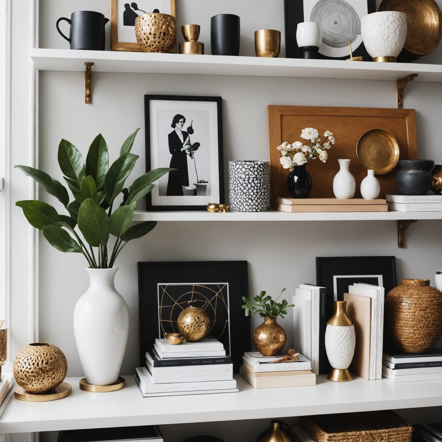 Interior stylist arranging decorative objects